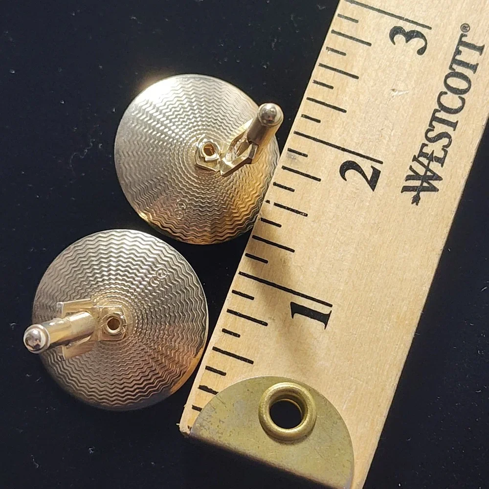 Vintage Sarah Coventry Gold Tone Faux Pearl Floral Etched Concave Cufflinks SC
